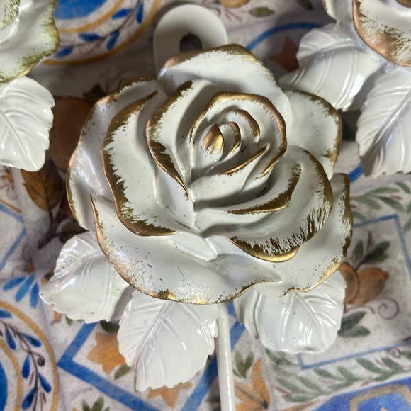 NEW! Vintage Inspired Shabby Chic French Cottage Resin Roses Wall Hook Set - Picture 2 of 8